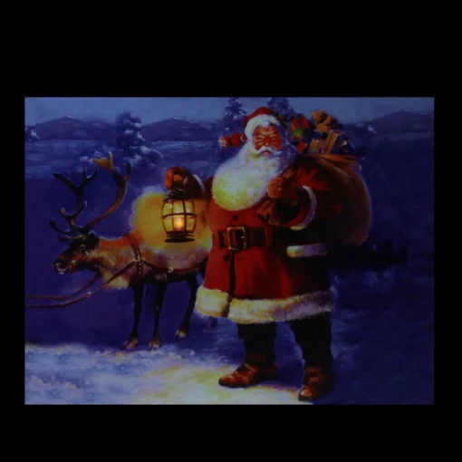Signs & Plaques*Northlight Led Lighted Santa Claus With Reindeer Christmas Canvas Wall Art 11.75" X 15.75"