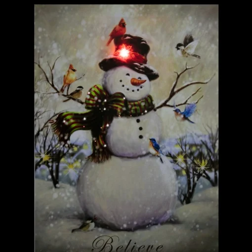 Signs & Plaques*Northlight Led Lighted Snowman And Bird Friends Christmas Canvas Wall Art 15.75" X 11.75"
