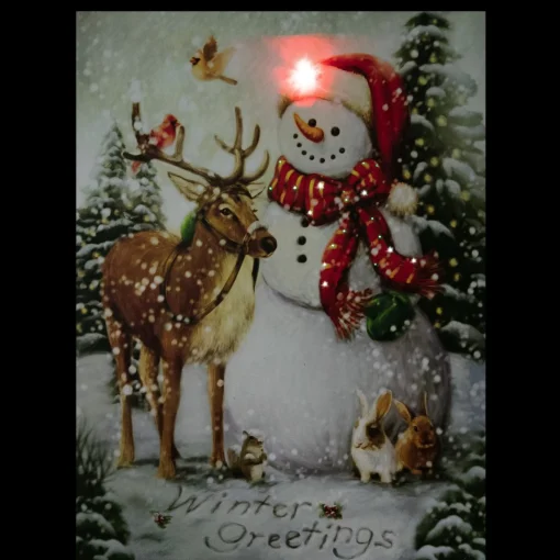 Signs & Plaques*Northlight Led Lighted Snowman And Reindeer Christmas Canvas Wall Art 15.75" X 11.75"