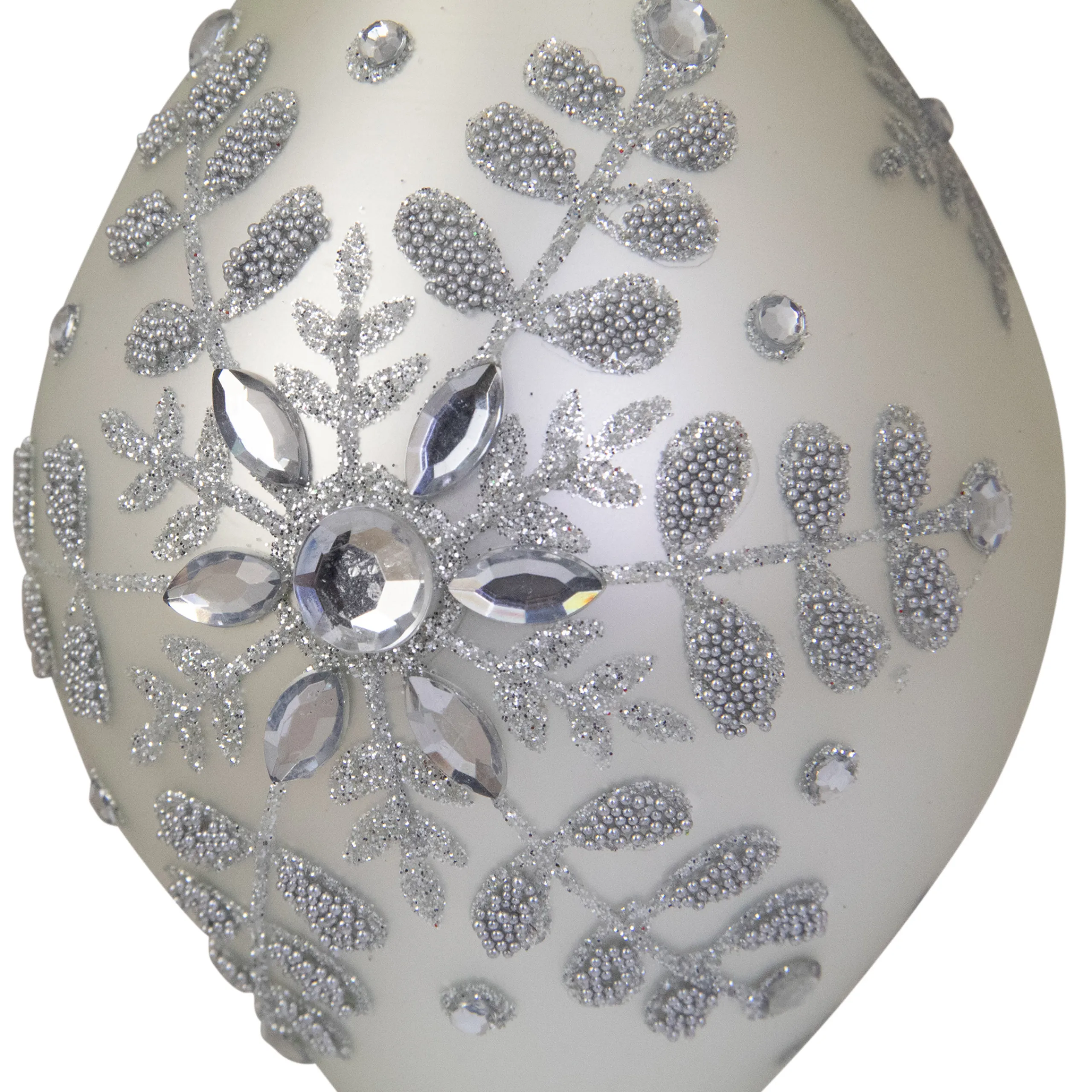 Northlight Finials>Matte Silver Glittery Snowflake Glass Christmas Finial Ornament 6"