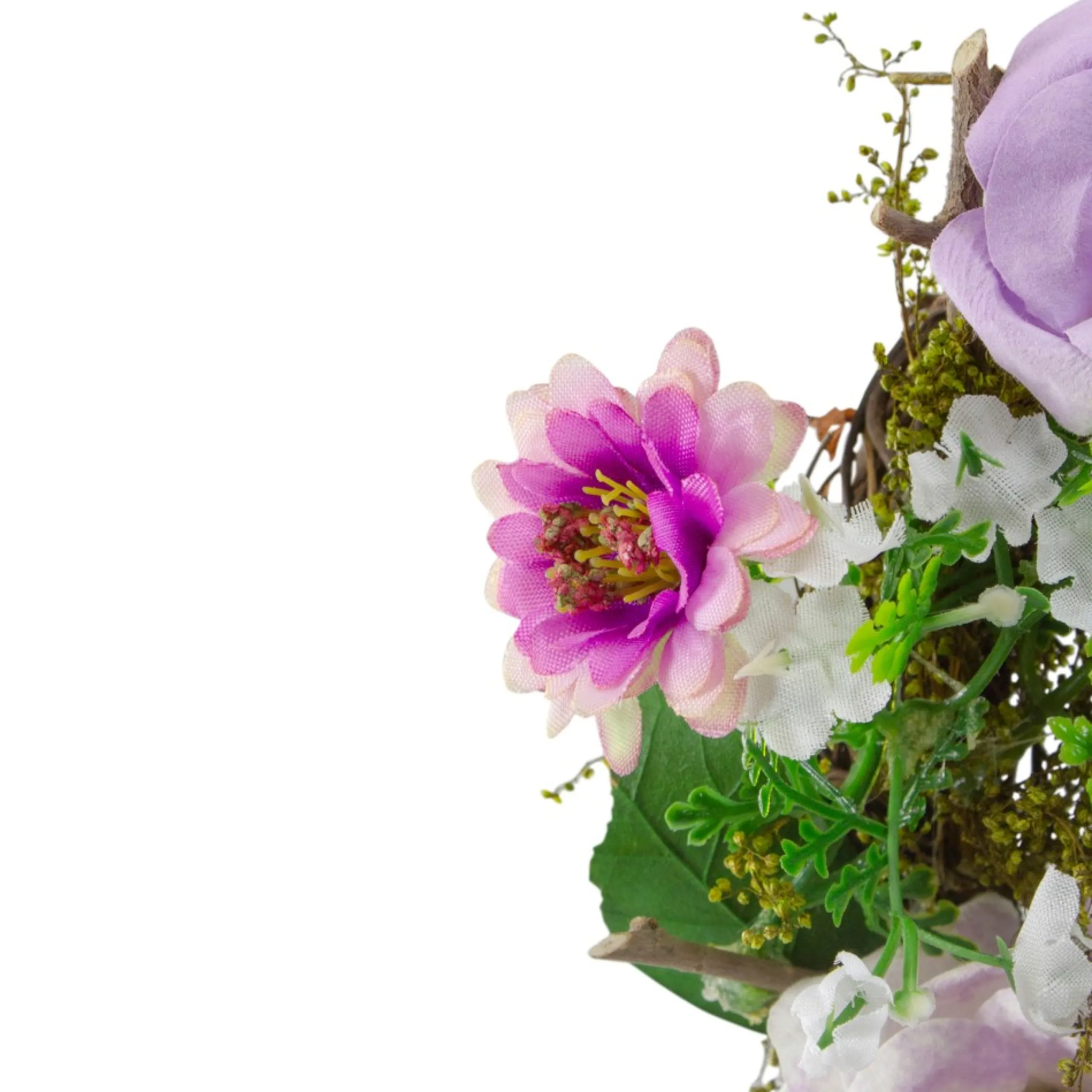 Specialty Wreaths*Northlight Mini Rose And Foliage Spring Wreath, Pink And Purple 8"