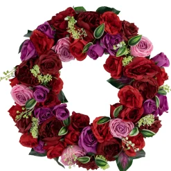 Northlight Mixed Rose Artificial Spring Floral Wreath, 24-Inch
