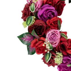 Northlight Mixed Rose Artificial Spring Floral Wreath, 24-Inch