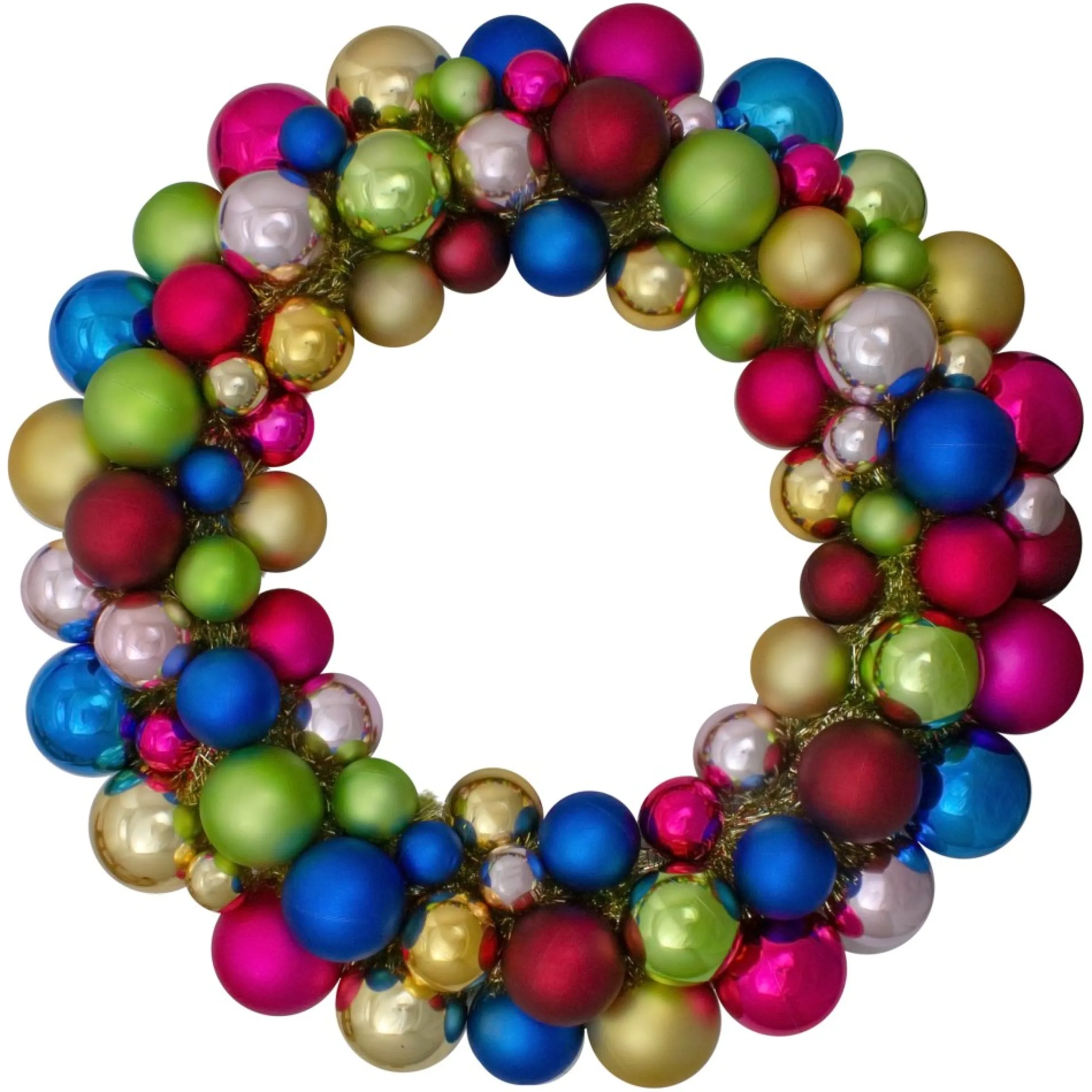 Shatterproof Ball Wreaths*Northlight Multi-Color 2-Finish Shatterproof Ball Christmas Wreath, 24-Inch
