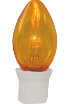 HUB Pack 25 Commercial Transparent Orange 3-Led C7 Replacement Christmas Light Bulbs