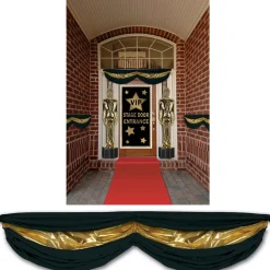 Beistle Pack Of 6 Black And Gold Awards Night Fabric Bunting Hanging Decorations 70"