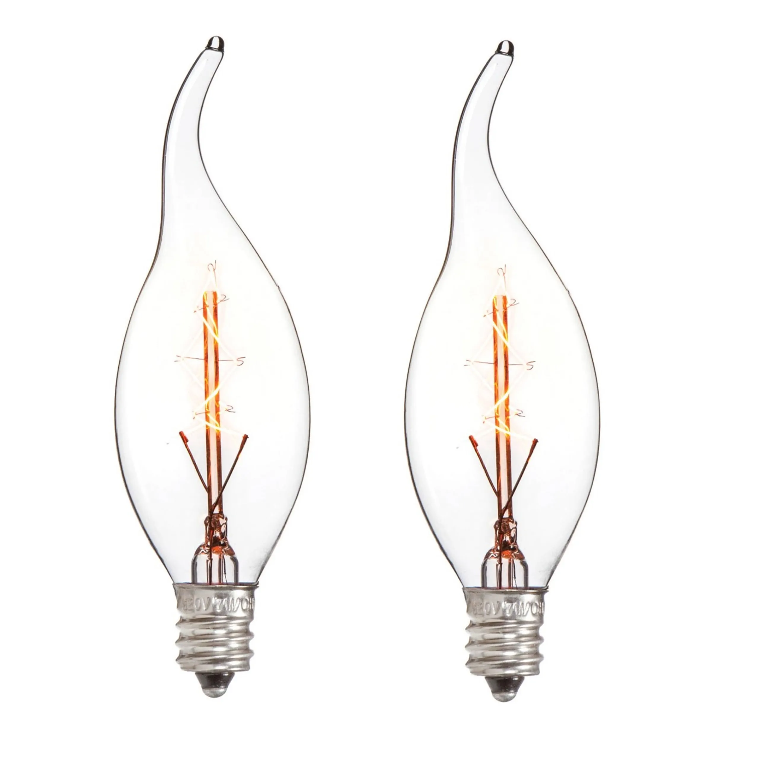 Darice Pack Of 2 Cleveland Vintage Lighting Edison Style E12S Base Flame Candelabra Bulbs