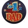 Beistle Pack Of 6 Dark Blue "#1 Dad" Decorative Satin Buttons 2"