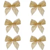 Bows*Northlight Pack Of 6 Gold Glitter Striped 2 Loop Christmas Bow Decorations 5.5"