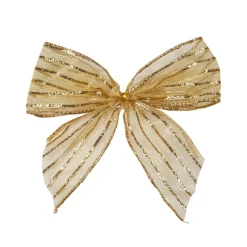 Bows*Northlight Pack Of 6 Gold Glitter Striped 2 Loop Christmas Bow Decorations 5.5