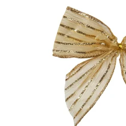 Bows*Northlight Pack Of 6 Gold Glitter Striped 2 Loop Christmas Bow Decorations 5.5