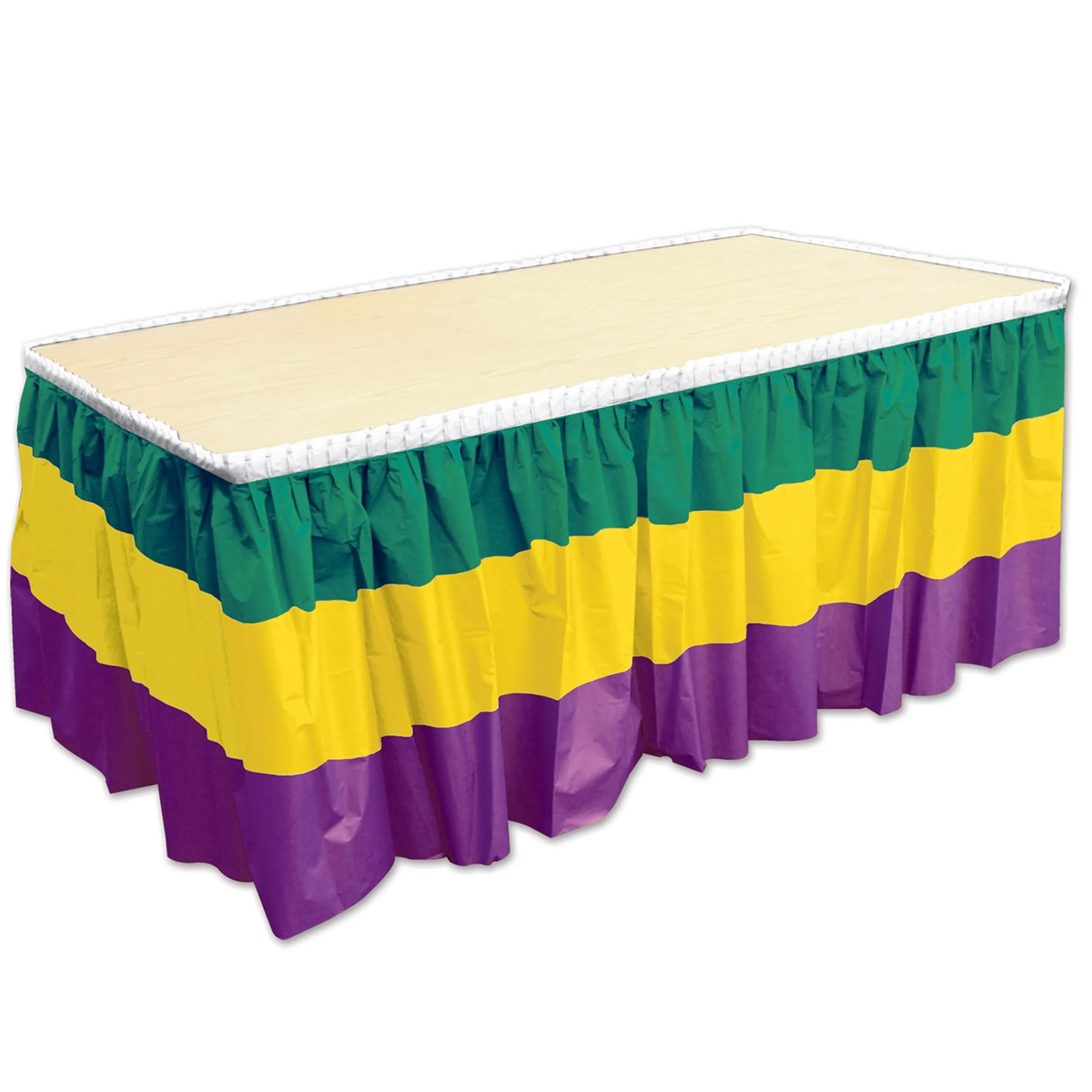 Beistle Pack Of 6 Gold, Purple And Green Mardi Gras Disposable Table Skirts 14'