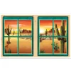 Party Central Pack Of 6 Green Canyons And Cacti Desert Window View Party Wall Decors 62"