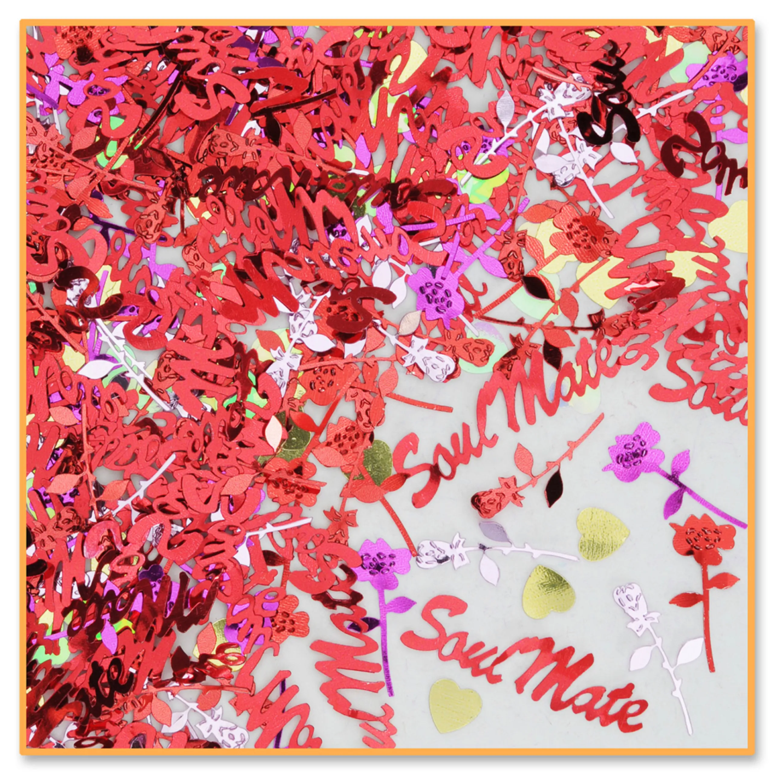 Beistle Pack Of 6 Metallic Multi-Colored "Soul Mate" Valentine's Day Celebration Confetti Bags 0.5 Oz.