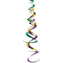 Beistle Pack Of 6 Metallic Purple, Green And Gold Mardi Gras Triple Whirl Party Decorations 30"