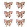 Bows*Northlight Pack Of 6 Pink And Gold Snowflakes 2 Loop Christmas Bow Decorations 5.5"