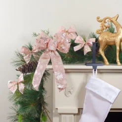 Bows*Northlight Pack Of 6 Pink And Gold Snowflakes 2 Loop Christmas Bow Decorations 5.5"