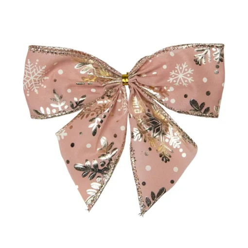 Bows*Northlight Pack Of 6 Pink And Gold Snowflakes 2 Loop Christmas Bow Decorations 5.5"