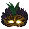 Party Central Pack Of 12 Purple Unisex Adult Feathered Mardi Gras Mask Costume Accessories - One Size