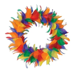 Specialty Wreaths*Beistle Pack Of 6 Rainbow Colored Decorative Feather Wreath 12"