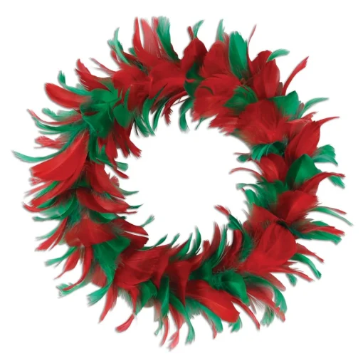 Specialty Wreaths*Beistle Pack Of 6 Red And Green Christmas Decorative Party Feather Wreath 12"