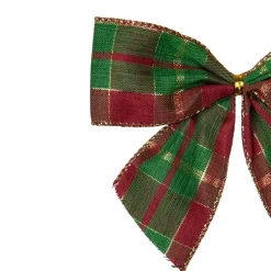 Bows*Northlight Pack Of 6 Red And Green Plaid 2 Loop Christmas Bow Decorations 5.5