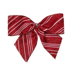 Bows*Northlight Pack Of 6 Red And White Striped 2 Loop Christmas Bow Decorations 5.5