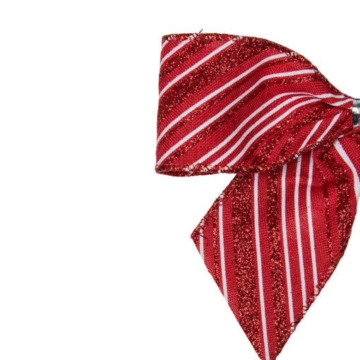 Bows*Northlight Pack Of 6 Red And White Striped 2 Loop Christmas Bow Decorations 5.5"