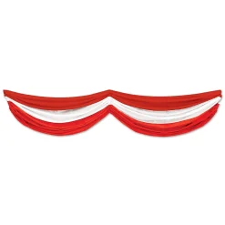 Beistle Pack Of 6 Red And White Striped Circus Themed Fabric Bunting Hanging Decorations 70"