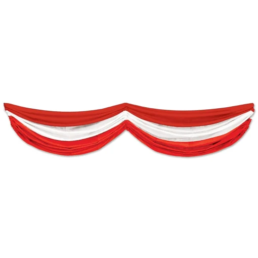 Beistle Pack Of 6 Red And White Striped Circus Themed Fabric Bunting Hanging Decorations 70"