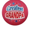 Beistle Pack Of 6 Red "Greatest Grandpa" Decorative Satin Buttons 2"