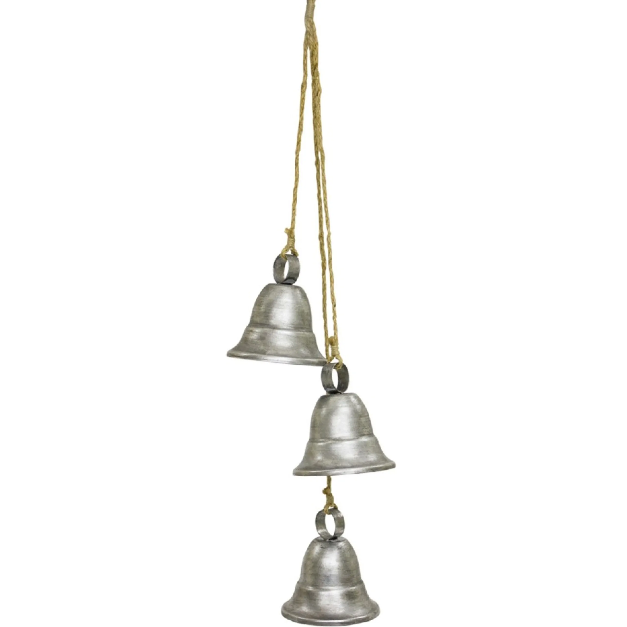 Bells*Diva At Home Pack Of 2 Silver Colored 3 Metal Bells On Rope 14.75"