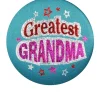 Beistle Pack Of 6 Teal "Greatest Grandma" Decorative Satin Buttons 2"