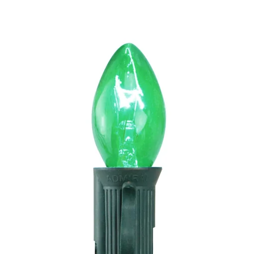 Northlight Pack Of 25 Transparent C7 Green Christmas Replacement Bulbs