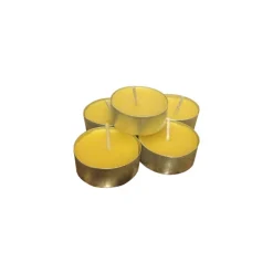 Bear Natural Organics Pack Of 36 Yellow And Silver Organic Handmade Tealight Tin Cup Candles