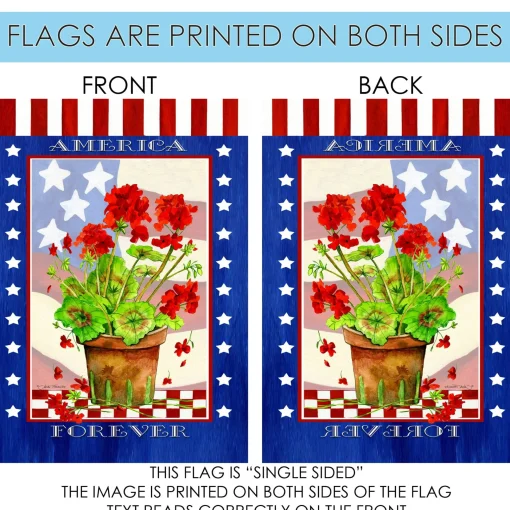 Toland Home Garden Patriotic Geranium "America Forever" Outdoor Garden Flag 18" X 12.5"