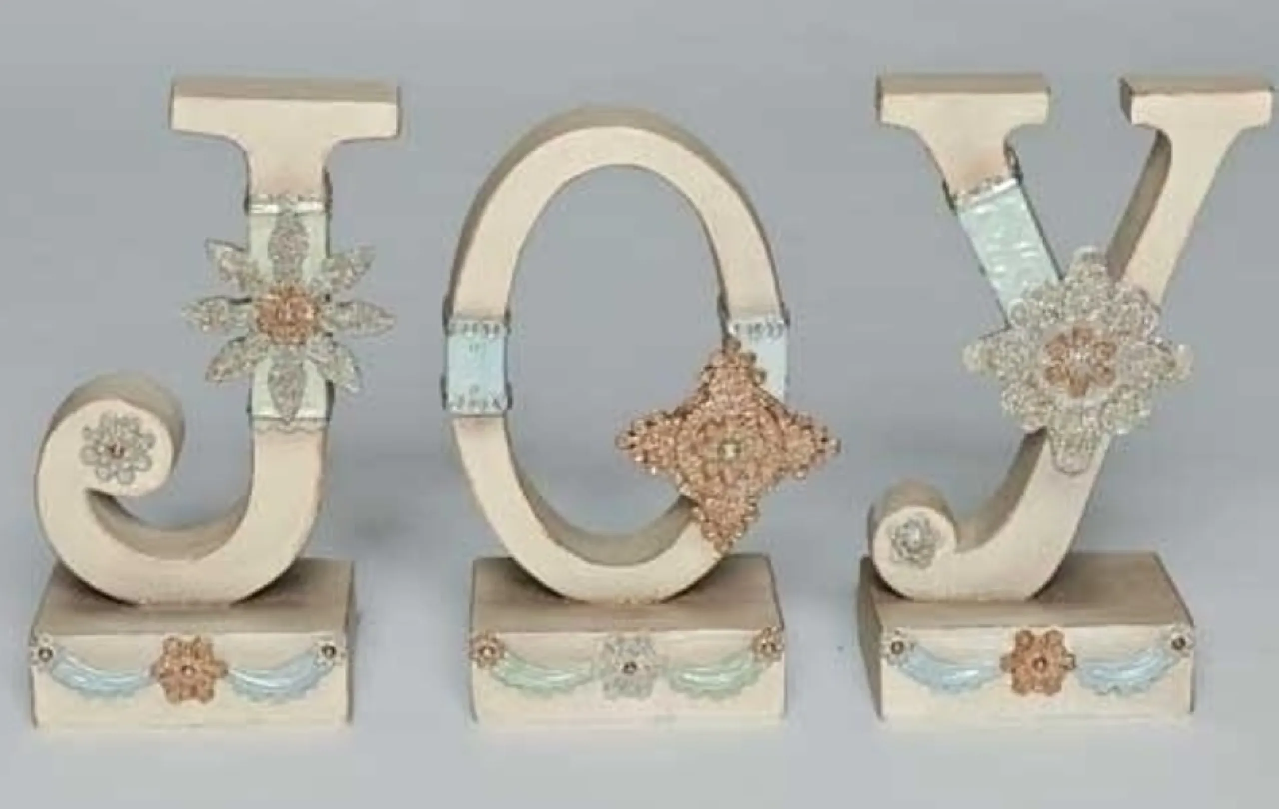 Signs & Plaques*Roman 3Pc Ivory Vintage Joy Christmas Tabletop Signs 7.5"