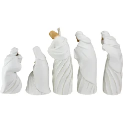 Nativities*Roman 5Pc White And Silver Holy Family With Men Christmas Nativity Figure Set 7.25
