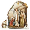 Nativities*Roman 7-Piece Brown Joseph's Studio Nativity With Back Wall Christmas Table Top Decoration 12