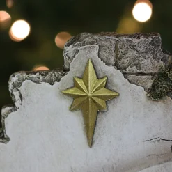 Nativities*Roman 7-Piece Brown Joseph's Studio Nativity With Back Wall Christmas Table Top Decoration 12