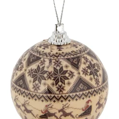 Northlight Balls></noscript>14-Piece Brown Nordic Print Decoupage Christmas Ball Ornament Set, 2.25