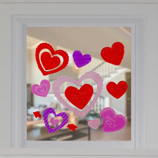 Northlight 14-Piece Red And Pink Heart Valentine's Day Gel Window Clings