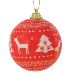 Northlight Balls></noscript>14-Piece Red And White Nordic Decoupage Christmas Ball Ornament Set, 2.25