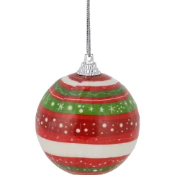 Northlight Balls></noscript>14-Piece Red, Green And White Striped Decoupage Christmas Ball Ornament Set, 2.25