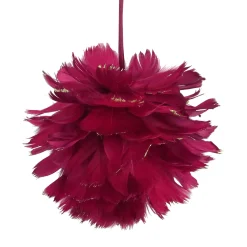 Northlight Balls>Pink And Gold Glitter Tipped Feather Hanging Christmas Ball Ornament 5.5" (140Mm)