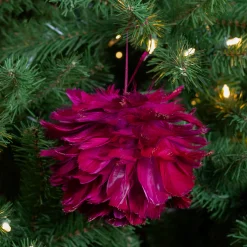 Northlight Balls>Pink And Gold Glitter Tipped Feather Hanging Christmas Ball Ornament 5.5" (140Mm)