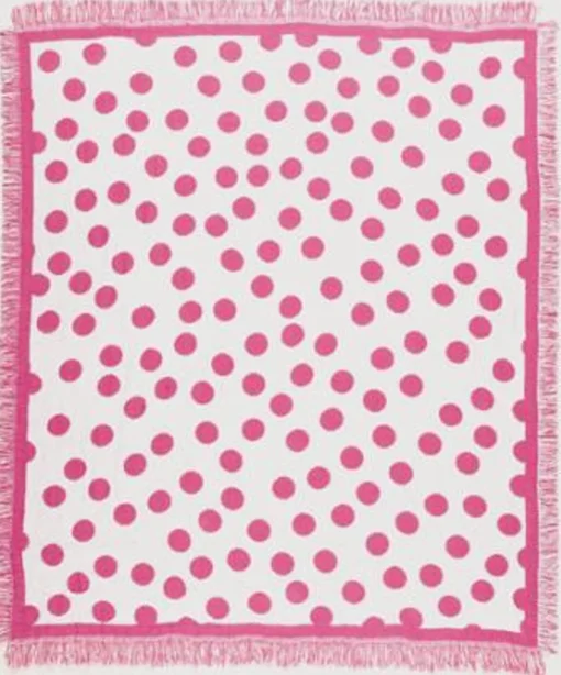 Simply Home Pink Polka Dots Girly Teen Afghan Throw Blanket 50" X 60"