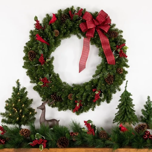 Pre-Lit Wreaths*Northlight Pre-Lit Canadian Pine Artificial Christmas Double Wreath, 36-Inch, Clear Led Lights