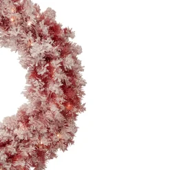 Specialty Wreaths*Northlight Pre-Lit Flocked Red Artificial Christmas Wreath, 36 Inch, Clear Lights