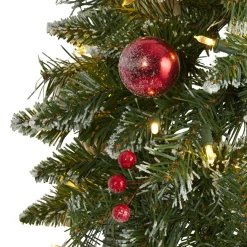 Frosted, Flocked, Iced Wreaths*Nearly Natural Pre-Lit Frosted Artificial Christmas Wreath, 24-Inch, Clear Led Lights